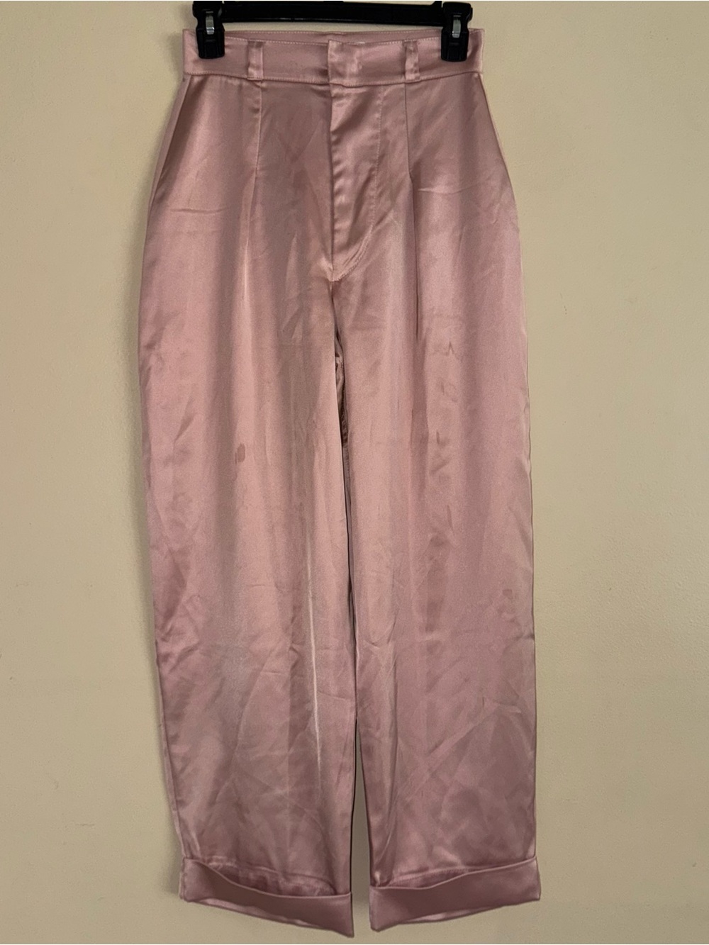 Nonchalant Label Light Pink Satin Trouser Tapered Leg Pants Size XS